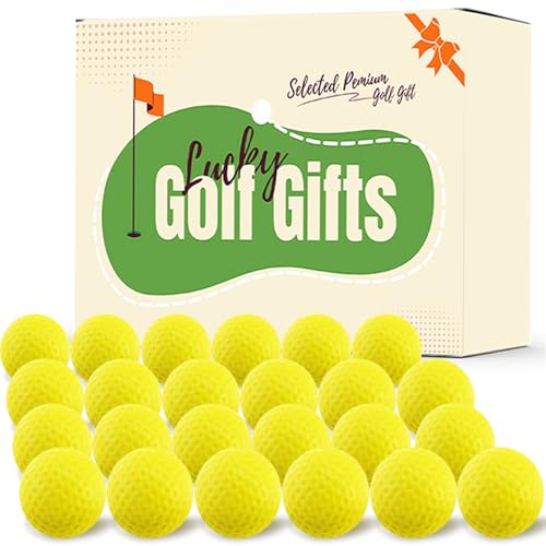 Amy Sport Practice Golf Balls Foam More Weight Value 16/32 Pack, High Density Real Feel 1/3 Distance of Regulation Golf Ball, Soft Durable for Backyard Indoor Outdoor Training (Light Yellow 32 Pack)