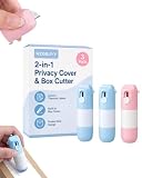 RZGBJYV 2 PCS Redacting Marker Label Remover Tool Thermal Paper Eraser Pen Mini Box Cutter, 2-in-1 Water-Based Pen, Privacy Protection for Shipping, Receipts, Package, Blue and Pink
