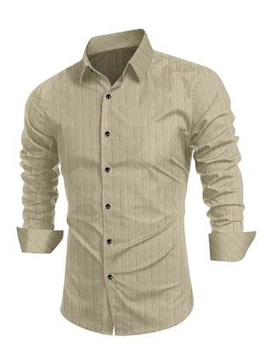 Image of Tailored Fit Men's Embossed Cotton Fabric with Long Sleeves Premium Casual Shirt for Men