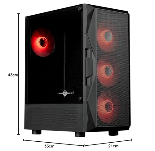 Image of Circle Xtender X4 Mid- Tower Computer Case | Gaming Cabinet - Black| Support ATX, M-ATX, ITX | Pre- Installed 3 x 120mm Front and 1 x 120mm Rear ARGB Mirror Fans