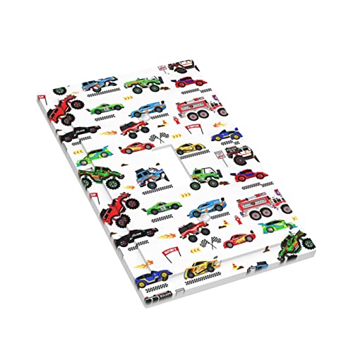 Transportation Construction Cars 1 Gang Single Toggle Light Switch Wall Plate Cover Fire Police Truck Rescue Vehicles Kids Room Baby Boys Children's Nursery Bedroom Playroom Decor Faceplate #TOP2