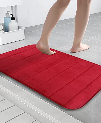 SK Studio Grande Tapis de Salle de Bains Tapis de Bain Antidérapant en Mousse à Mémoire de Forme pour Salle de Bain Rouge 40x60cm