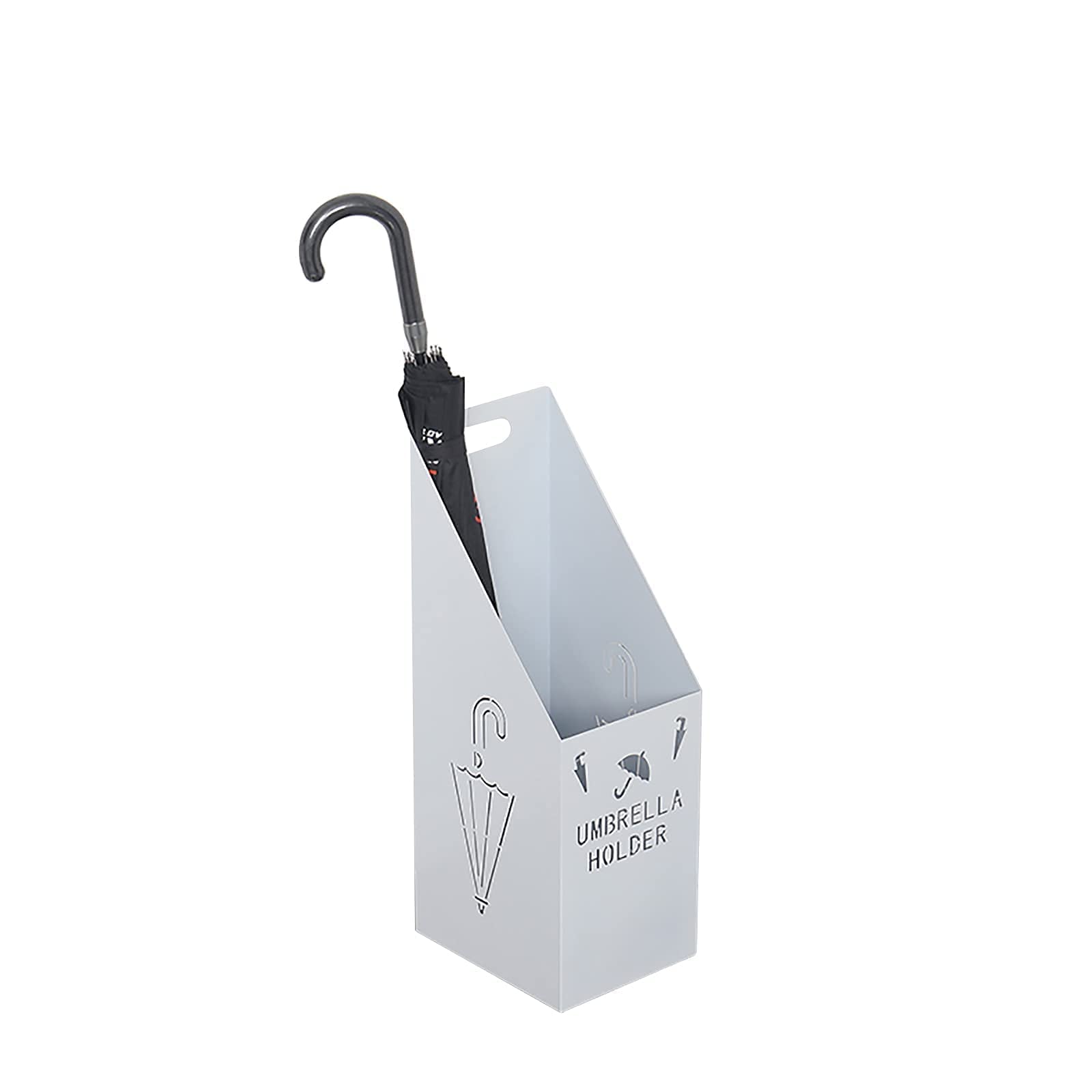 Support de bâton de marche et parapluie en métal blanc au design minimaliste pour intérieur épuré