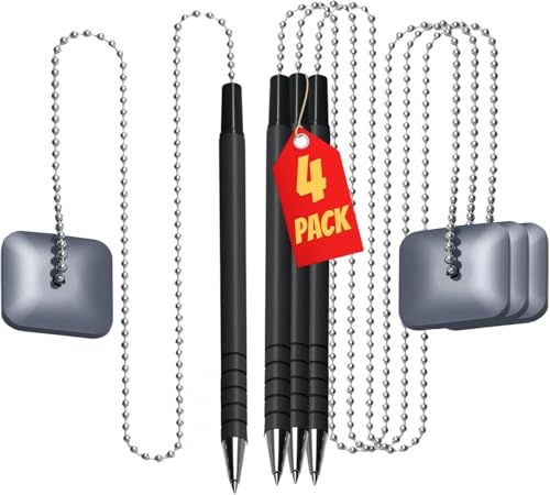 Bolígrafo de escritorio con cadena de bolas 1InTheOffice para recepción y mostrador, 4 piezas