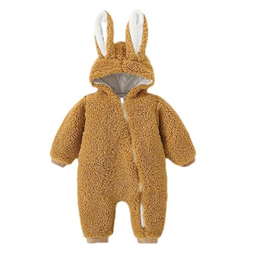 Image of Baby Bucket Single Zip Warm Fleece Hooded Romper for Baby Boy Girl