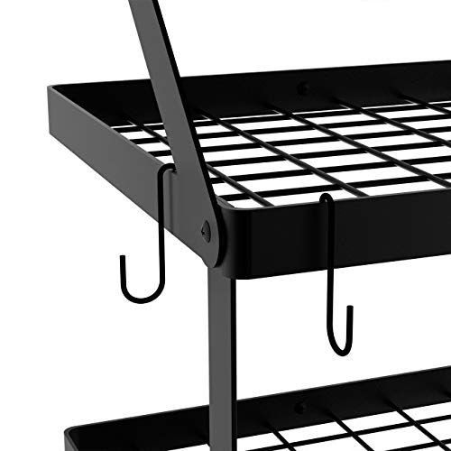 Hoooh Square Grid Wall Mount Pot Rack With 2-Tier 15 Hooks, Kitchen Cookware Hanging Organizer Storage Shelf, 29.5 By 13.7-Inch Black, Kpr300B-Bk #TOP4