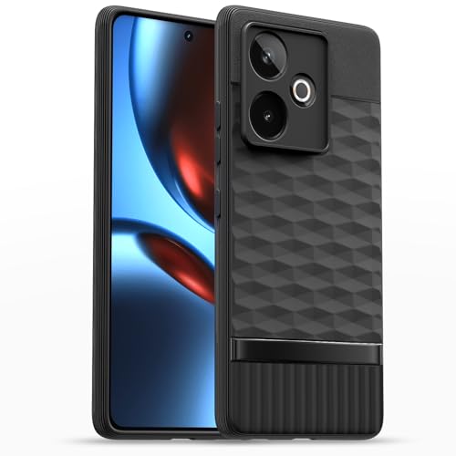 Image of Pikkme Back Cover for Realme GT 7 5G / GT 7T 5G Soft Grip 3D Hexa Cube Texture Silicone Bumper Case (Black)