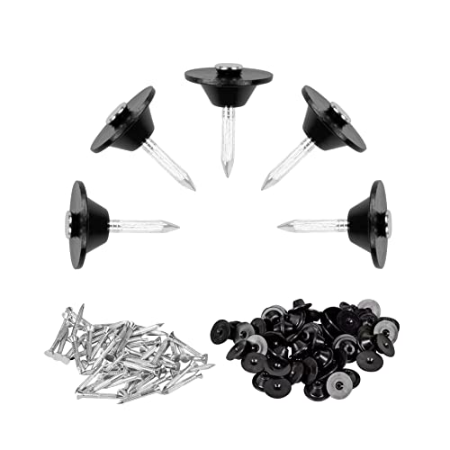 Windhager Lot de 100 clous d'étanchéité pour bande à picots - Clous de montage 3,5 x 30 mm - Disque d'étanchéité : 22 mm - Boutons de montage avec clou pour film à picots - Drainage de construction