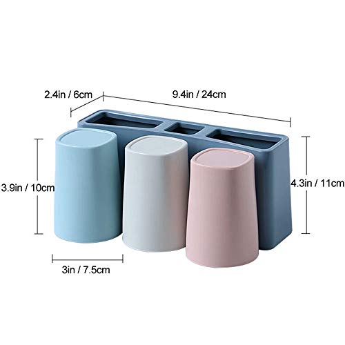 Toothbrush Holder, Wall Mounted Bathroom RV Accessories Organizer with 3 Cups for Electric Toothbrush Toothpaste Combs Razors Eyebrow Trimmers Facial Cleansers Storage