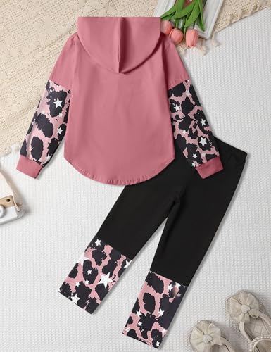 Image of Girls Fall Outfits Sweetie-girl Hoodie and Camo Pants Size 6-16 | Curved Hem Design,Skin-friendly Cotton Blend,for Daily School Playdates,Fall&Winter,Easy On & Off Pullover