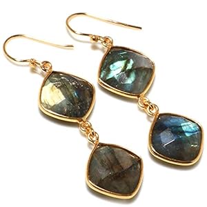 Fait Main Drop Dangle Plaqué Or Argent Boucle D&rsquo;Oreille Pour Femme Authentique Labradorite Pierres Précieuses Ethnique Tribal Gitan Filigrane Créateur Mode Fête Bijoux Par Tibetan Silver Artisans