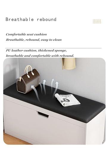 Banc à chaussures moderne meuble de rangement entrée noir 80cm - 4