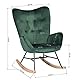 39F FURNITURE DREAM Schaukelstuhl aus Samt für Kinderzimmer, Entspannung, skandinavische Armlehne, Chaiselongue mit hoher Rückenlehne, Schlafzimmer, Büro, Wohnzimmer, Stoff, Grün, 68 x 87 x 98 cm