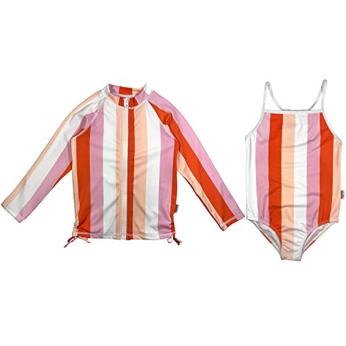 Image of SwimZip Girls' Long Sleeve Rash Guard & 1-Piece Swimsuit - UPF 50 Sun
