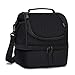 2 Compartment Lunch Bag Insulated Lunch Box, One Meal Cooler Bag Lunch Tote for Men Women Kids Dual Compartments Keep Warm and Cold with Pocket 6 Cans (Black N5) by F40C4TMP