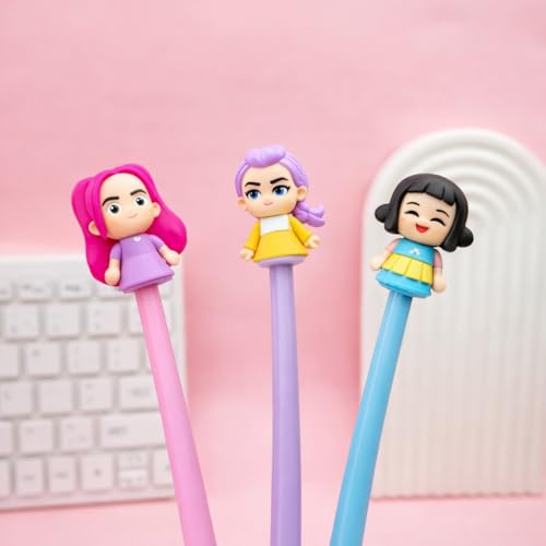 Image of GIFTS- Demon Hunter Ball Pen Set of 3 | Cute Anime Character Pens | Smooth Writing Blue Ink Pens | Cartoon Figure Pens for Kids, Girls, School & Gift Use