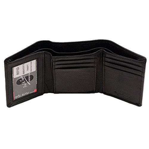 Paul&Taylor Mens Trifold Wallet RFID Protection Genuine Leather Black3