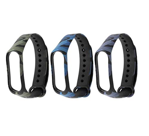 Image of Replacement Silicone Camouflage Army Style Band Strap For Xiaomi Mi smart Band 4 and Mi smart Band 3(Device Not Included) (Green+Blue+Grey)