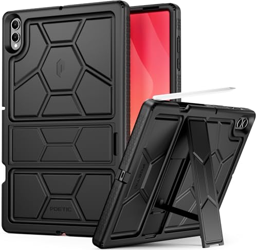 Poetic TurtleSkin Case for Samsung Galaxy Tab S11 Ultra (2025 Release) 14.6 with Kickstand & S Pen Holder Heavy Duty Shockproof Kids Friendly Protective Silicone Cover Black