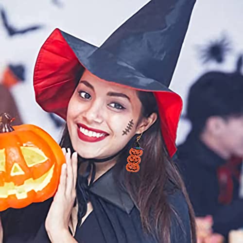 WOWORAMA Halloween Earrings Cute Pumpkin Earrings for Women Fun Crystal Pumpkin Stud Earrings Funny Smiling Face Pumpkin Drop Earrings Halloween Earrings Jewelry