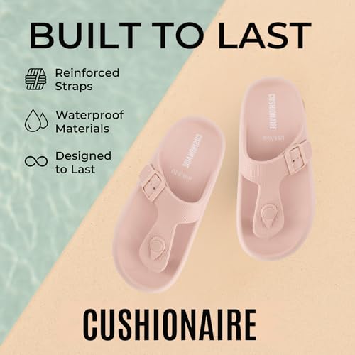 CUSHIONAIRE Women's Flo thong recovery cloud pool slide sandal with +Comfort3