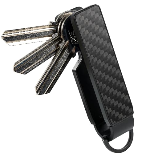 CAXGEK Key Organiser, 75mm Aluminium Key Holder, Compact Design with Easy Access, Carbon Fiber.