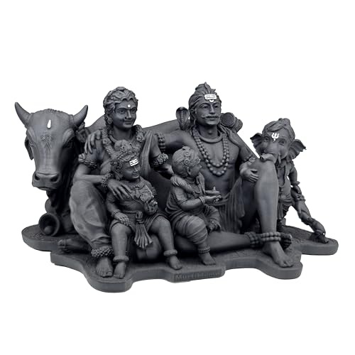 Image of MurtiHome The Perfect Family Idol of Shiva, Shiv Parivar Murti | 5 cm Tall Small Black Color Figure Made From UV Resin, Crafted by 3D Printer for Car Dashboard, Home, Office, Gift