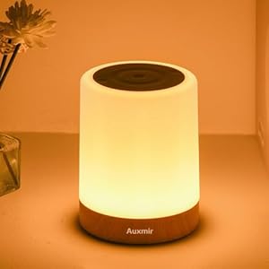 Auxmir Night Light for Kids Baby, Dimmable Touch Lamp for Nursery, 11 RGB Colors 5 Brightness, Portable Rechargeable Bedside Table Lamp for Nightstand, Kids Night Light for Bedroom Living Room, Brown
