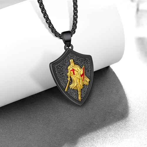 Knights Templar Necklace for Men 925 Sterling Silver Armor of God Necklace Templar Cross Necklace Christian Jewelry Gifts for Men3