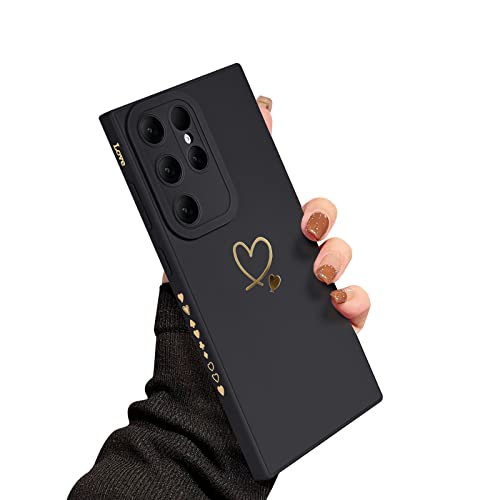Newseego for Samsung Galaxy S23 Ultra Case Girls Women, Cute Love Heart Pattern Phone Case Flexible Liquid Silicone Shockproof Protective Bumper Cover for Samsung Galaxy S23 Ultra-Black by Newseego - Used condition - US$7.12