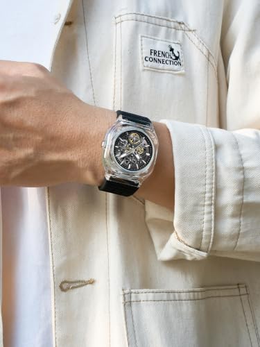 Image of French Connection | Skeleton Dial | Transparent Acrylic Case | Silicone Strap | Quartz Watch for Men - FCG01