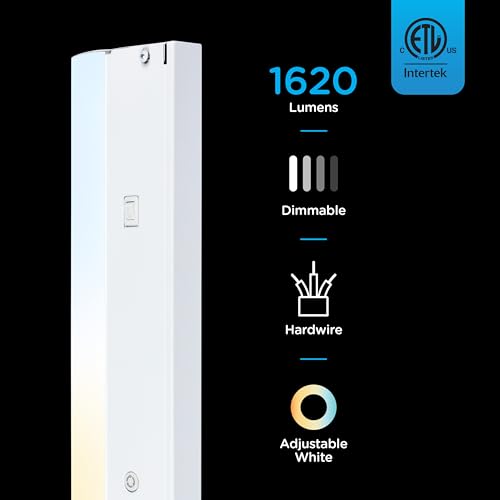 Image of Enbrighten 24 Inch Hardwired Under Cabinet Light with 5 Color Temperatures | Dimmable 1620 Lumens, Soft White to Daylight Lighting, Linkable Under Cabinet Lighting for Kitchen, ETL Listed