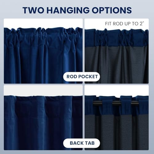 Dreaming Casa DC10750-10-6 Royal Blue Velvet Room Darkening Curtains For Living Room Thermal Insulated Rod Pocket Back Tab Window Curtain For Bedroom 2 Panels 52 Inch W X 84 Inch L thumb #3
