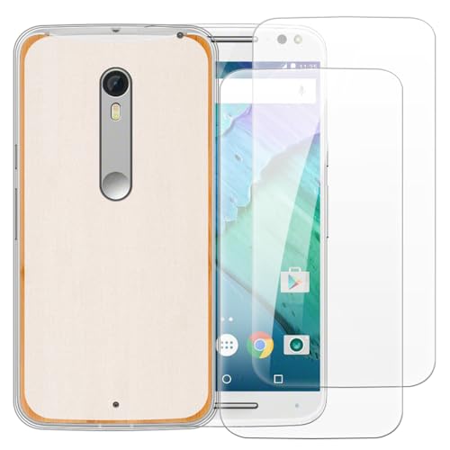 Shantime Case with 2 Pack Screen Protector Combo Compatible with Moto X Pure, Shockproof Cover and Tempered Glass Set for Full Body Safety(White)