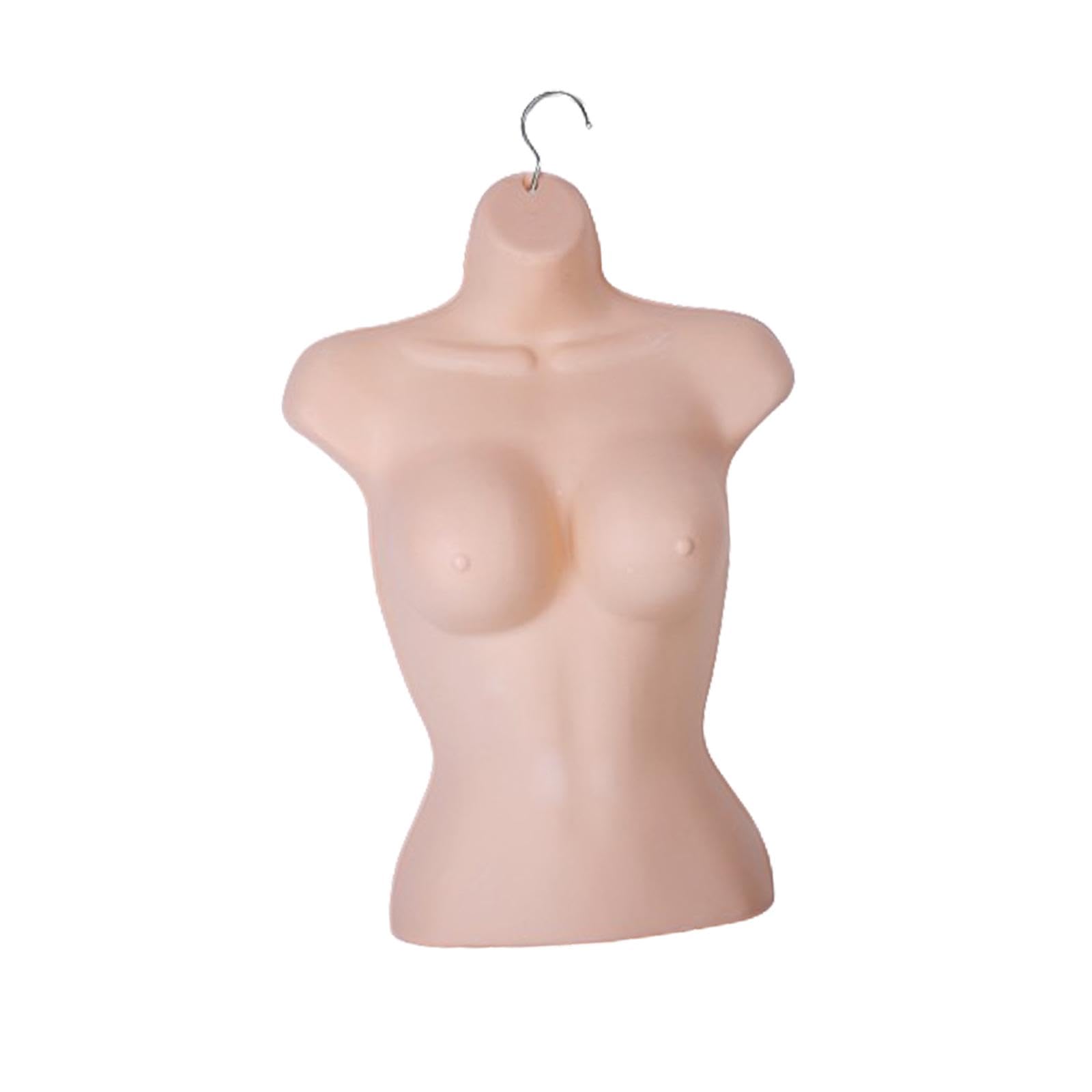 Body Torso Frauen Schaufensterfigur Damen Anziehpuppe Brustbetonte Kleiderbüste Leichtgewicht Hohlkörper mit Aufhänger für T Shirt Präsentation Modege, Hautfarbe