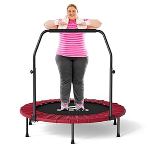 CLORIS 40in Folding Trampoline Trampoline Rebounder Trampoline Fitness Trampoline with Adjustable Foam Handle, with safty Padded Cover Best Gift.