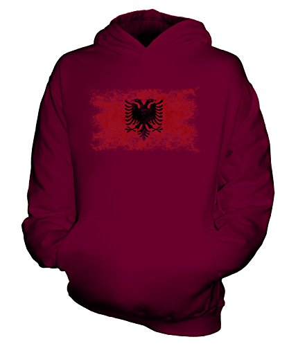 Sweat à capuche enfant garçon fille Albanie drapeau délavé