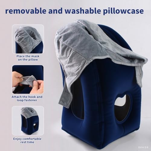 Almohada Inflable de Cuello Azul para Viajes miniatura 3