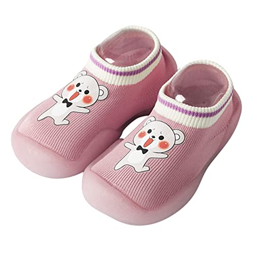 Zapatillas sin cordones Bebé casa zapatillas de dibujos animados caliente casa zapatillas para bebé forrado invierno interior zapatos niños calcetines zapatos de senderismo, rosa, 19 EU