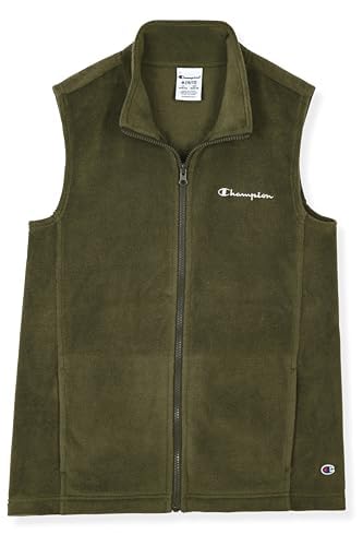 Image of Champion Boys Polar Fleece Vest Lightweight Sleeveless Zip Front Jacket with Pockets, Kids Outdoor Layering