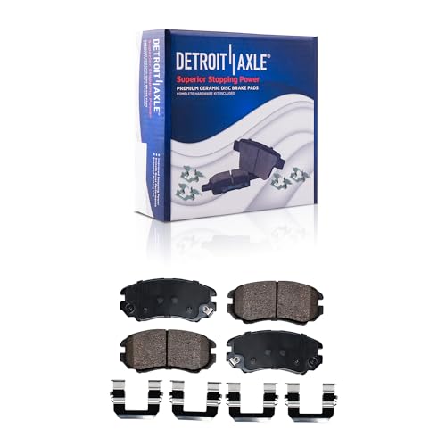 Image of Detroit Axle - 2.0L Brake Kit for 2010 2011 Kia Soul Drilled & Slotted Disc Brakes Rotors Ceramic Brake Pads w /Hardware Front and Rear Replacement: 11.02 inch Front and 10.31 inch Rear Rotor