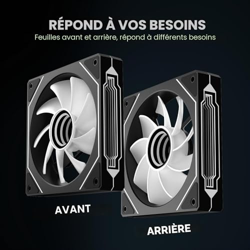 TZMRIT Prism 4 Pro Ventilateur RGB, 120 mm, noir, pour boîtier PC Ventilateur ARGB, carte mère 5 V à 3 broches, miroir de synchronisation PWM à 4 broches – vue 5