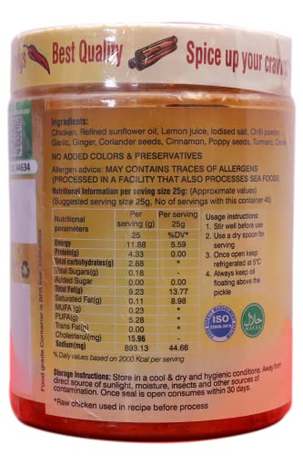 Image of MAHIKA FOODS Andhra Style Homemade Fresh Chicken Pickle 1 Kg, Murgh Achar Authentic Taste of Tradition, Spicy, with No Added Preservatives (Pack of 1)