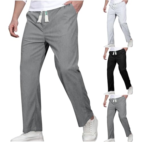 Men's Straight Pants Casual Elastic Waist Drawstring Long Trousers Fashion Lightweight Comfy Business Work Pant