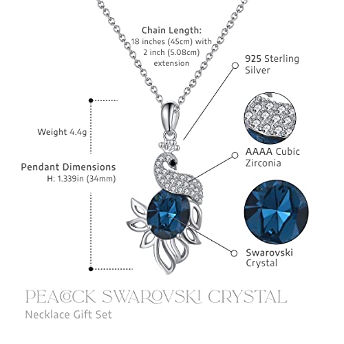 Aphrodite's Peacock Necklaces For Women, Swarovski Crystal Spirit Animal - Peacock Necklace Gift Set, 925 Sterling Silver Necklace, Swarovski Necklace For Women, Peacock Gifts For Women, Girls Peacock Necklace, Peacock Choker Necklace For Girls #TOP6