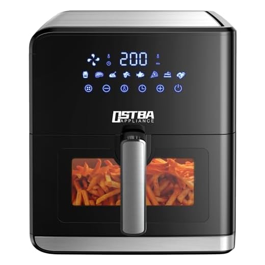 OSTBA APPLIANCE Freidora sin Aceite con Ventana de Visualización, 7.5L Freidora de Aire Caliente, Air Fryer con Regulación de Temperatura y Tiempo, 8 Programas, Control Táctil, 1700W, Negro
