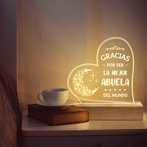 Lámpara de mesa nocturna con luz LED y base de madera miniatura 3