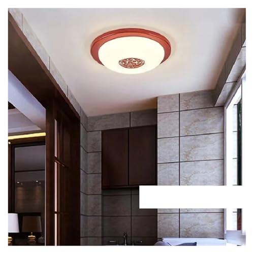 Plafonnier LED en bois solide de style chinois pour un éclairage de couloir élégant