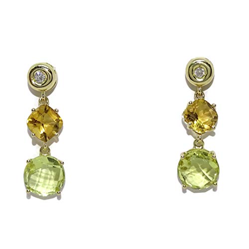 Boucles d'oreilles en or jaune avec diamants et citrine de prestige