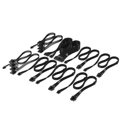 Corsair Elite Premium Type 4 Individual Sleeved PSU Cable Pro Kit Low-Profile Cable Combs Triple-Mesh Paracord Sleeve Compatible Type 4 PSUs Black